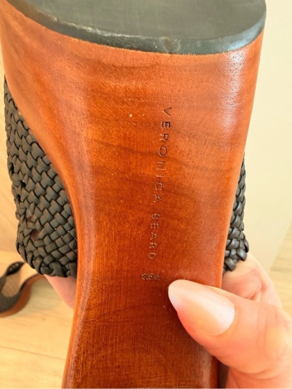 NWOT Veronica Beard Guadalupe Platform Heel Leather Sandals in Espresso | US 8.5 - Picture 8 of 9
